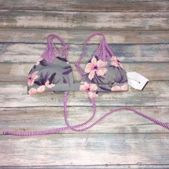 Xhilaration Gray Floral Bikini Top - Picture 2 of 4